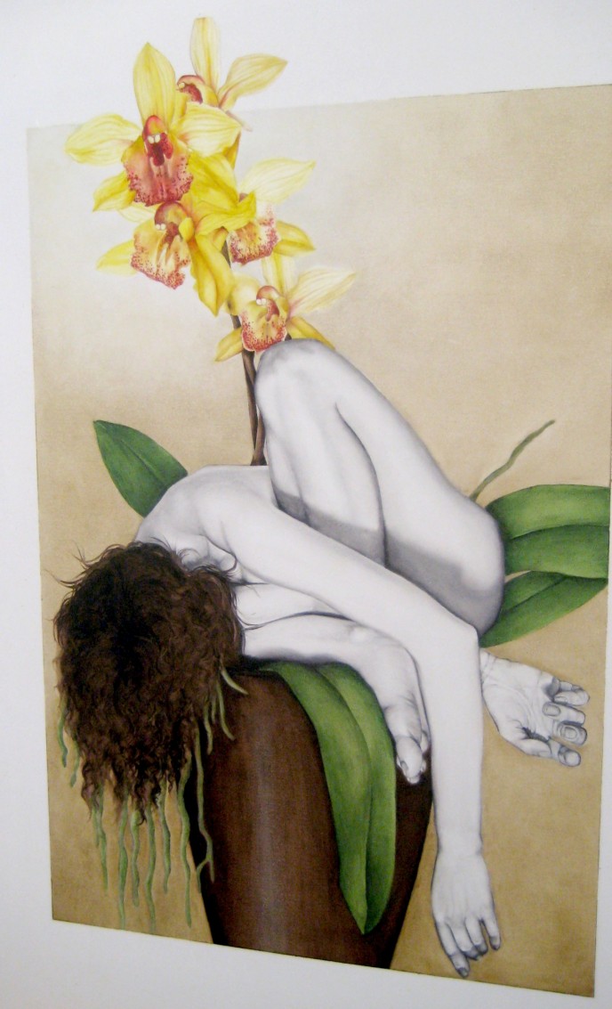 orchid, 2009, oil on fibre, 60x90cm