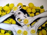 lemon attack, 2008, oil on fibre board, 90x70cm